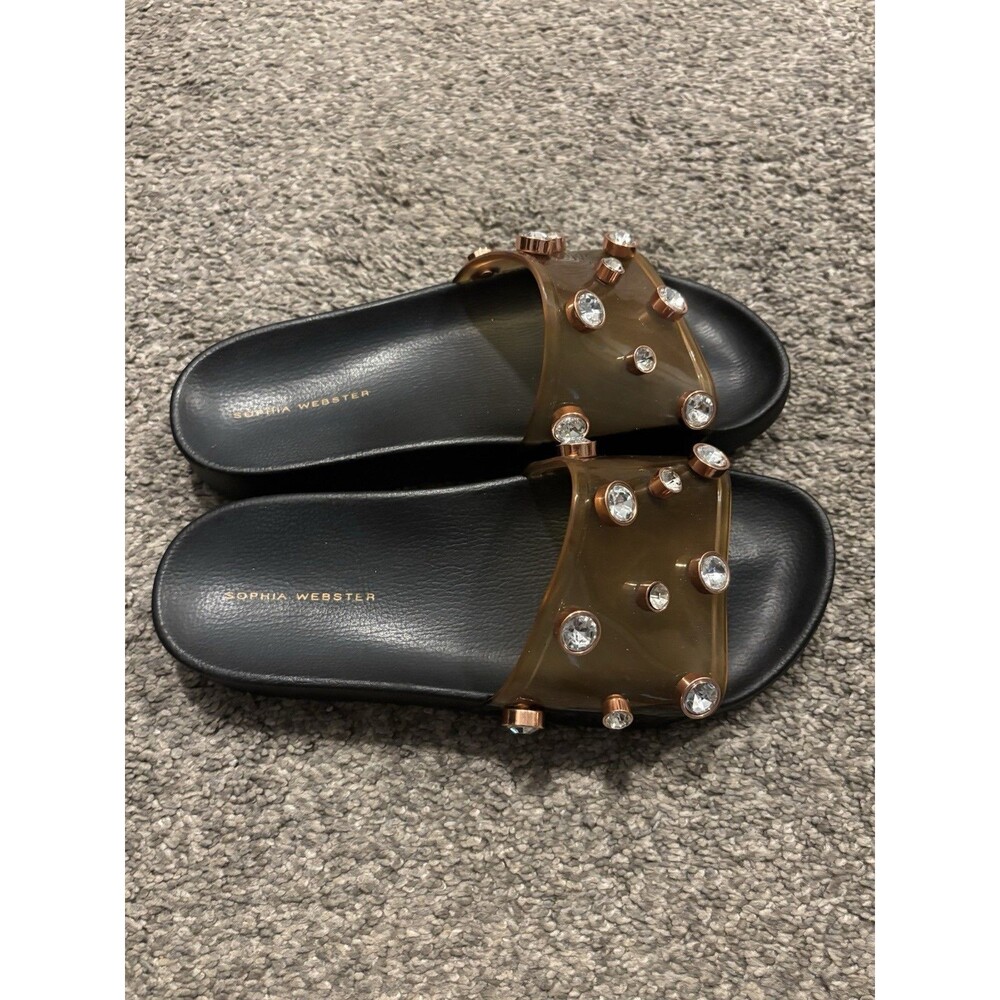 Sophia Webster Women's Dina Black Slide Embellished Sandal Shoes 38 US 7